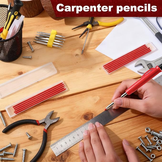Zhehao 120 Pieces 2.8 mm Carpenter Pencils Lead Refills HB Refill for Construction Pencils Refills Mechanical for Writing Drawing Drafting Woodworking Construction(Red)