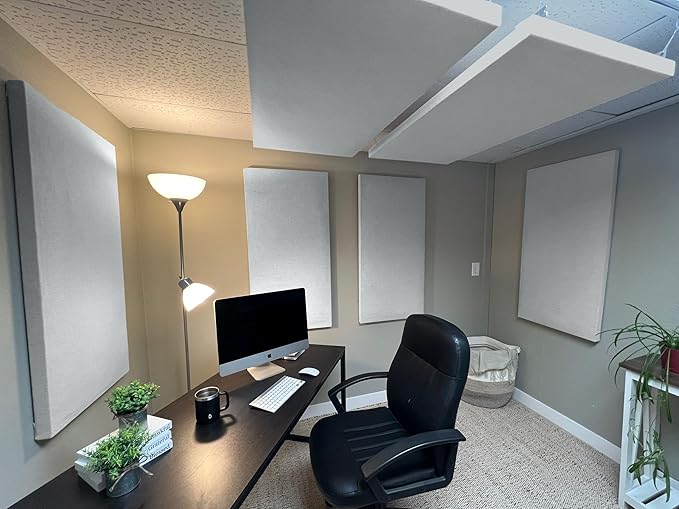 ATS Acoustics Home Office Residential Acoustic Treatment Room Kit Sound Absorbing Acoustic Panel 6 Pack for 50-100 Sq Ft (Merle Grey)