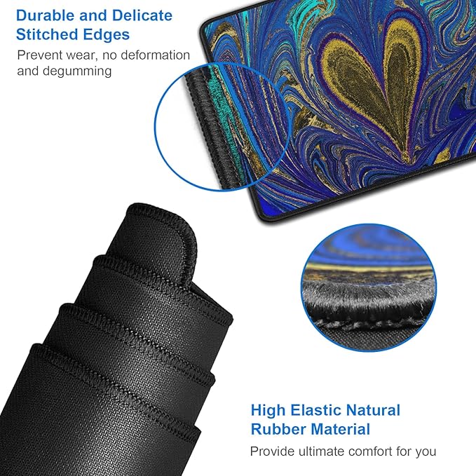 Large Mouse Pad, 31.5x15.7 inch Large Extended Computer Keyboard Mouse Mat, Water Resist Non-Slip Mousepad Rubber Base Long XXL Desk Mouse Pad for Work & Gaming, Office & Home, Blue Heart