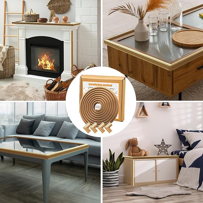 Furniture Edge Corner Protector Baby Proofing(Large 7.5ft Edge 4 Adhesive Corner Protector), Heavy-Duty Soft NBR Foam Fireplace Tables Safety Bumper Protection Guards(Pre-Taped, Easy Installation)