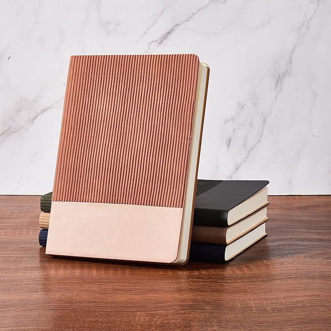 TSFPapier Lined Journal Notebook for Work College Ruled Note Book 5.79"x8.27" A5 PU Leather Daily Journaling 216 Pages for Women Men Writing Home School Supplies Business (Dark Pink)