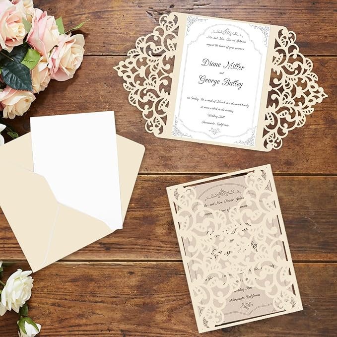 24 Sheets Cream Shimmer Cardstock 8.5 x 11 Ivory Paper, Goefun Off White Card Stock Printer Paper for Invitations, Certificates, Crafts, Card Making