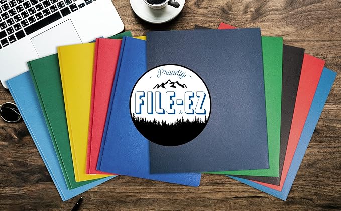 FILE-EZ Two-Pocket Folders, Navy Dark Blue, 25-Pack, Textured Paper, Letter Size (EZ-32523)