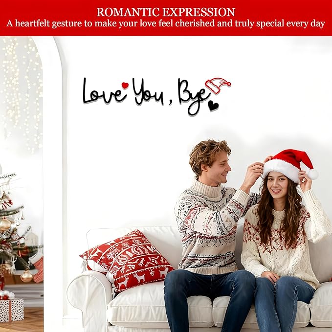 Christmas Love You Bye Wood Sign,Above Door Topper Decoration with Santa Hat,Cute Xmas Sign for Window Wall Express Love&Warm for Your Family Lover,Hallway Entryway Mantle Farmhouse Holiday Home Decor