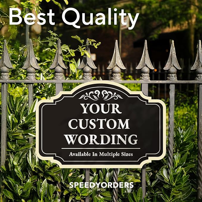 Custom Decorative Outdoor Metal Sign - Personalized Aluminum Sign, Waterproof & Made In USA - Design 2 Black Charcoal 12x8 In