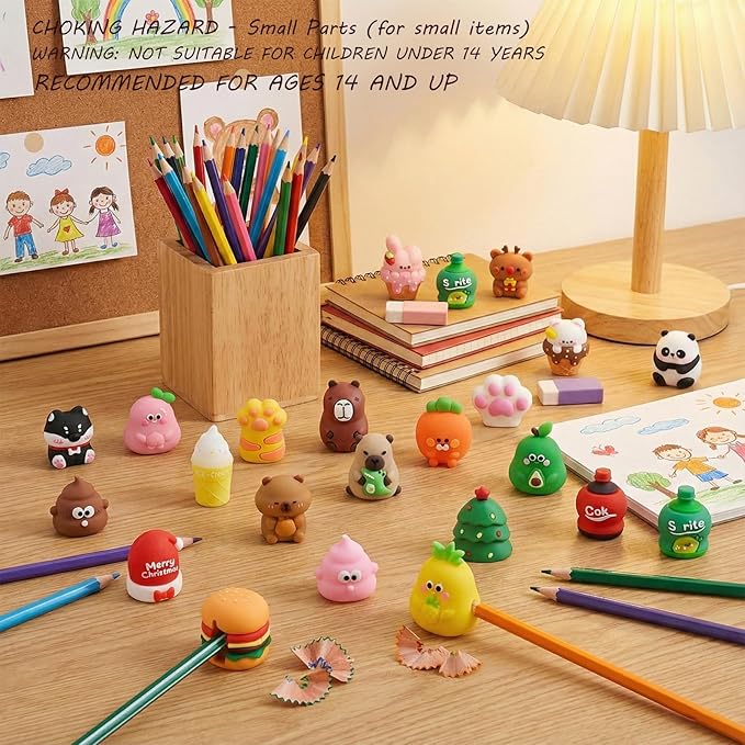 30 PCS Cute Pencil Sharpeners for Kids, Cartoon Pencil Sharpener Manual, Handheld Pencils Sharpener, Colored Pencils Sharpeners Kawaii Stationary Gifts School Home Office Supplies