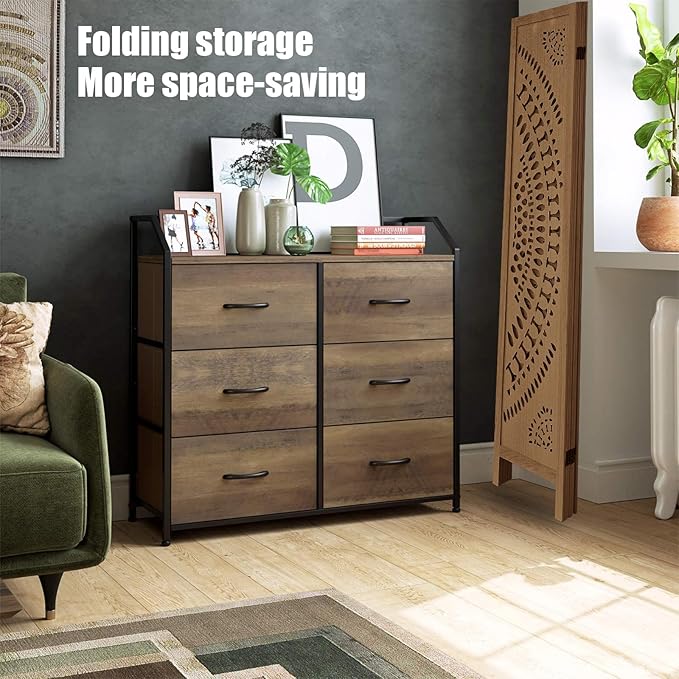 ALeesing 6 Panel Wood Room Divider Fully Assembled, Decorative Room Dividers and Folding Screens, 5.6Ft Room Divider Screen Freestanding Partition Wall Dividers for Home Bedroom Office, Brown