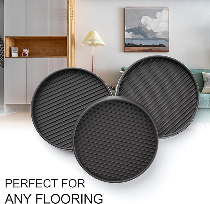 Yelanon Furniture Coasters - 4 Pcs 4”Round Furniture Caster Cups - Non Slip Pads Hardwood Floors Non Skid Grippers Rubber Furniture Feet - Anti Slide Floor Protector for Bed Couch Stoppers Black