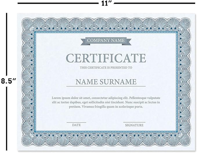 Elite Blue & Blue Parchment Certificate Papers - Pack of 25, Laser & Inkjet Printer Compatible, for Office, Business Awards, Graduation, School Diplomas, 8-1/2" x 11" on 70 lb. Text Stock