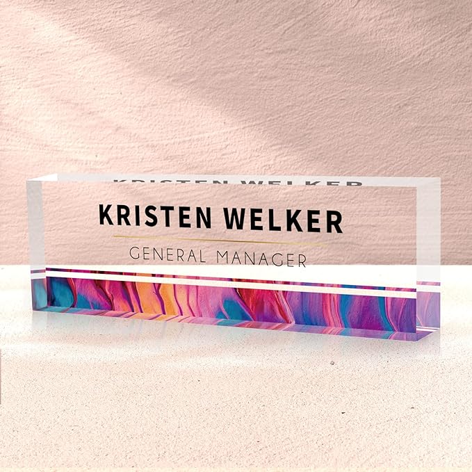 SalaGraphics Desk Name Plate Personalized, Custom for Desk, Office Decor Women Men, Acrylic Accessories, Gifts Coworkers Boss Teacher, Employee Appreciation (Rainbow), 8''(L)x2.5(W)