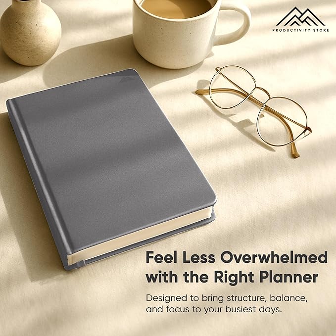 Daily Planner 2026 (5" x 8") - The Ultimate Daily Workflow Planner with Hourly Schedule & Task List to Achieve Your Goals by PRODUCTIVITY STORE (A5, Grey)