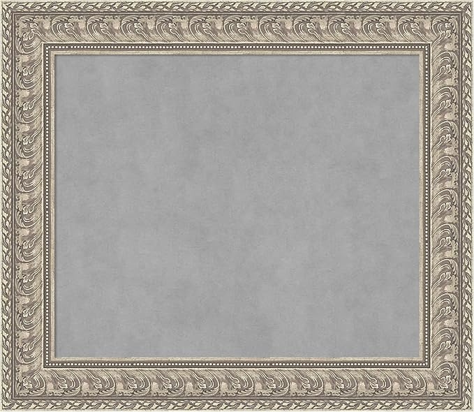 Amanti Art Silver Framed Magnetic Board 27x31 Medium Vision Board for use with Magnets, 100% Metal Sheet to Display Items as Office Decor or for Home Organization in mudroom, Kitchen or Kids Room