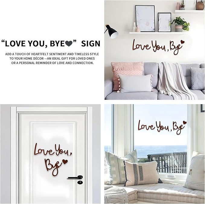 Home Decor Brown Love You Bye Wood Sign Boho Decor Wall Decor Express Love and Warm for Your Family Lover Living Room Farmhouse Wall Art Housewarming Gift Hallway Entryway Above Door Topper Decoration