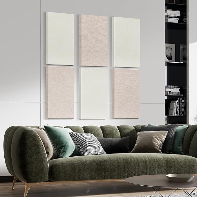 23.62" X 11.81" X 2" Fiberglass Wall Panel, 4 Pack Acoustic Panels, Acoustic Panels Sound Absorbing for Office, Studio, Home Theatre - Linen