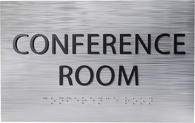 ADA CENTRAL SIGNS - 6" X4" Conference Room Sign - ADA Compliant Tactile Graphics Grade 2 Braille Text Privacy Sign | Wall Mount Plastic Meeting Signs For Schools, Hospitals, Offices, and Apartments