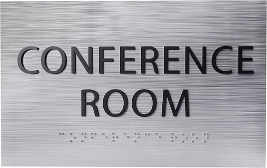ADA CENTRAL SIGNS - 6" X4" Conference Room Sign - ADA Compliant Tactile Graphics Grade 2 Braille Text Privacy Sign | Wall Mount Plastic Meeting Signs For Schools, Hospitals, Offices, and Apartments