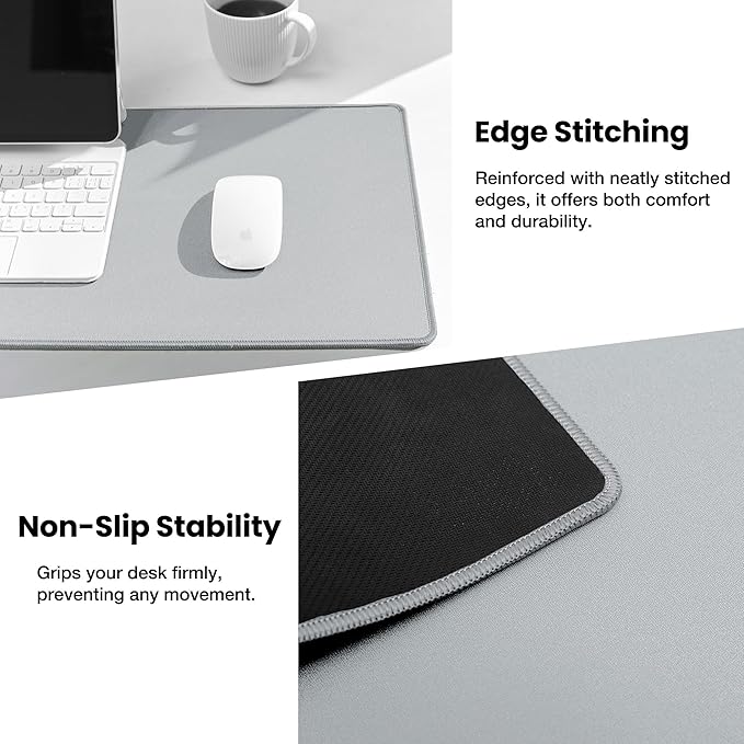 ALOANES Waterproof Mouse Pad with Durable Stitched Edge, Large Gaming Keyboard Pad, Non-Slip Rubber Base Mouse Mat, Extended Desk pad for Gamer, Office & Home, Gray Mousepad 27.6''x11.8''x0.12''