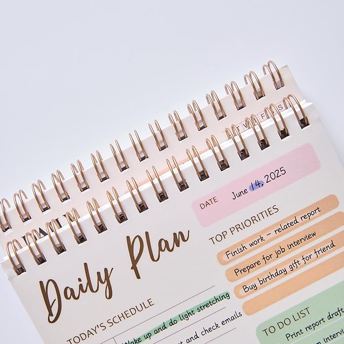Tlenpo To Do List Notepad, 60 Sheets Daily Planner Notebook Organizer, Portable Spiral Notepad Perfect for Daily Tasks and Goal Setting, Office Products and School Supplies, 5 x 7 Inch