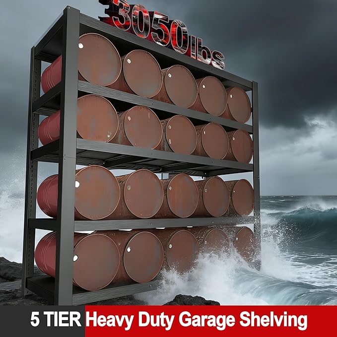 ZEUKMXOO 84" H Garage Shelving,Storage Shelves 3050LBS Heavy Duty Storage Shelves,Adjustable Metal Shelving,for Garage,Warehouse,Basement,Pantry 84" H x 55" W x 24" D
