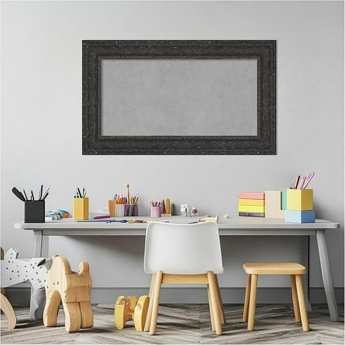 Amanti Art Black Framed Magnetic Board 17x29 Small Vision Board for use with Magnets, 100% Metal Sheet to Display Items as Office Decor or for Home Organization in mudroom, Kitchen or Kids Room