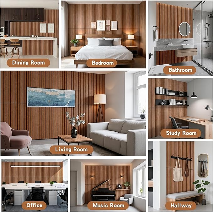 AUTORIFIC Wood Veneer Sound Panels, 10 Pack 47.2”x23.6” Wall Panels, Decorative Acoustic Panels for Walls, for Office,Home Theater,Studio,Living Room, Cherry(Mitred)