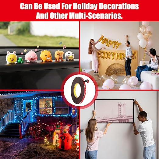 Double Sided Tape Heavy Duty, Waterproof Mounting Foam Tape, 36.5ft Length, 0.4in Width, High Temperature Resistant Adhesive Tape for Car, LED Strip Light, Office Decor, Uses 3M VHB 5952 Raw Material