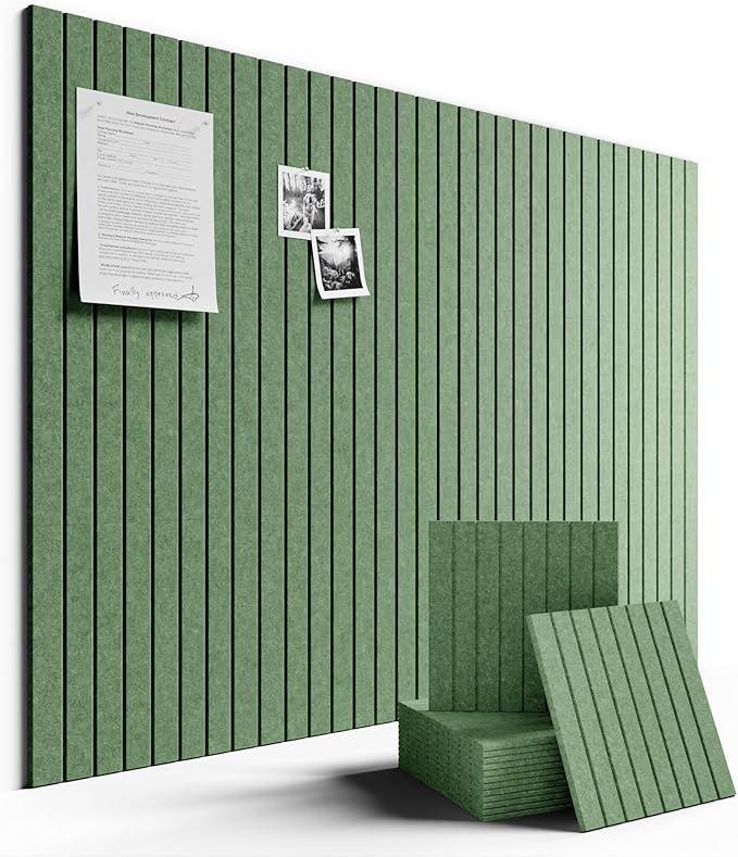 Large Felt Bulletin Board 48" x 36" Cork Board Alternative-12 Pack with 70 Safe Removable Adhesive Tabs, Cork Boards for Walls Cork Board for Home Office Classroom Pin Board-Moss Green