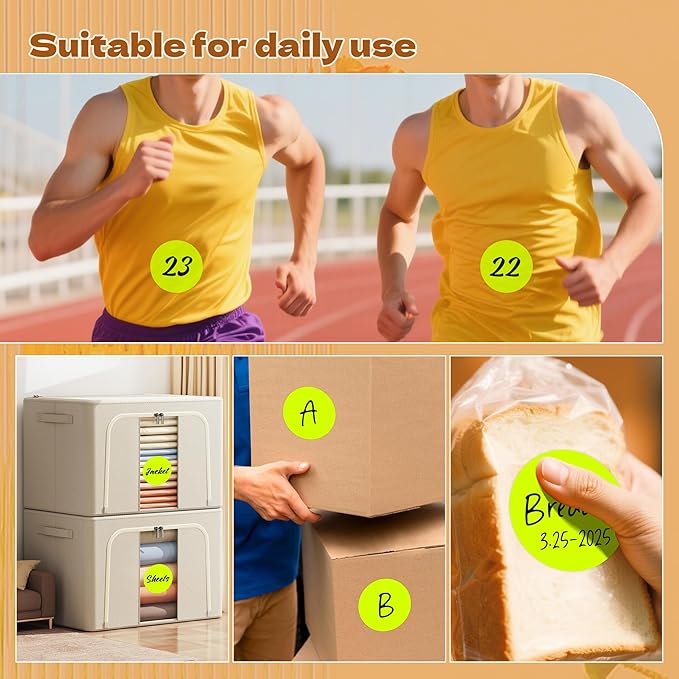 3 Inch Round Color Coding Labels (500 per Roll) - Colored Dot Stickers Round Labels for Inventory, Warehouse, Office Organizing - Fluorescent Yellow Circle Stickers