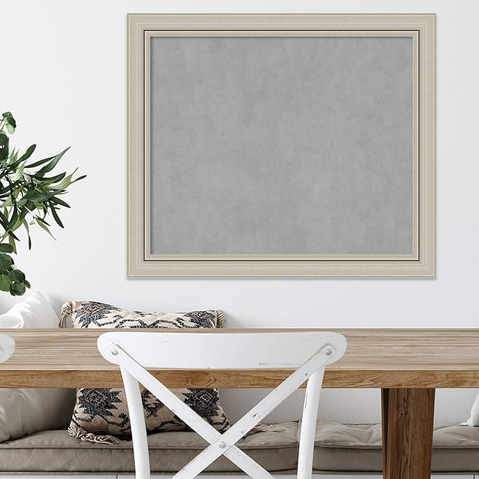 Amanti Art Silver Framed Magnetic Board 24x28 Medium Vision Board for use with Magnets, 100% Metal Sheet to Display Items as Office Decor or for Home Organization in mudroom, Kitchen or Kids Room