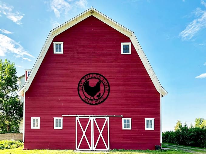 Chicken Coop Signs, Chicken Coop Decor, Chicken Coop Accessories, Custom Farm Sign, Personalized Fluffy Butt Hut Chicken Sign,Funny Signs for Chicken Coops, Chicken Metal Signs for Coop Funny Outdoor
