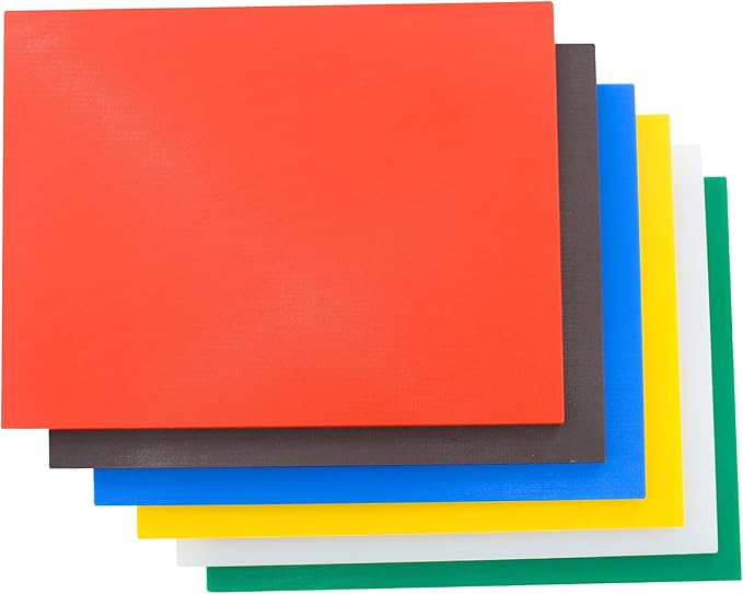 CMI Commercial Grade Cutting Board for Kitchens,Cutting Board Set,Plastic Chopping Board 24 x 18 x 1/2 Inch, Multi-Color 6 of Pack Set,NSF Certified,for Vegetable Meat or Cheese