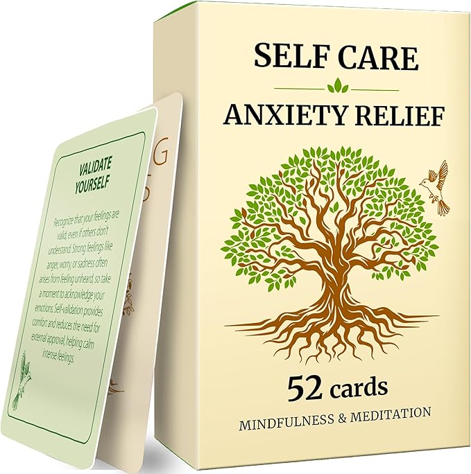 QUOKKA Self-Care & Anxiety Relief – 52 Mindfulness Cards for Stress Reduction and Emotional Balance | Grounding Exercises, Breathing Tools & Relaxation Techniques | Wellness Gift for Calm and Focus