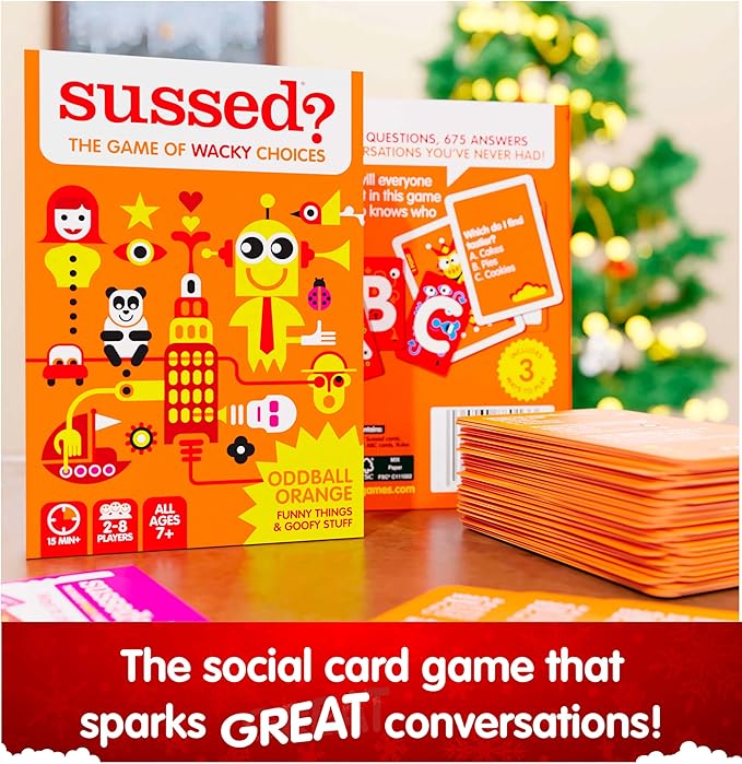 SUSSED The Wacky ‘What Would You Do?’ Social Card Game - Kids Stocking Stuffer, Gift & Family Travel Game for Boys, Girls, Teens - Fun & Easy to Play - Ages 7+ - Oddball Orange Deck