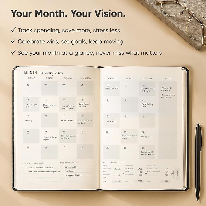 Daily Planner 2026 (5" x 8") - The Ultimate Daily Workflow Planner with Hourly Schedule & Task List to Achieve Your Goals by PRODUCTIVITY STORE (A5, Black)