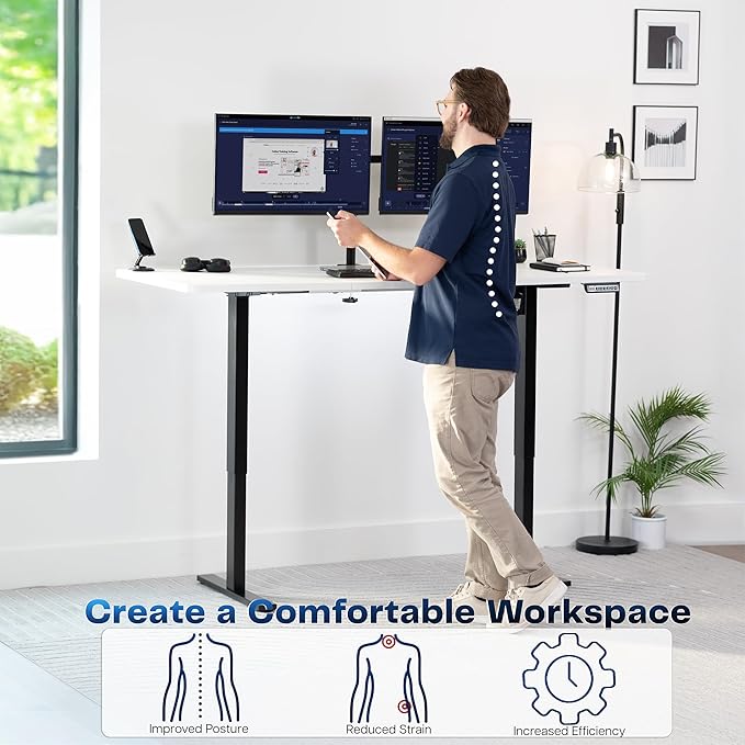 VIVO Electric 71 x 30 in Standing Desk, Memory Height Adjustment, 1B Series, Holds 220 lbs, White Top Black Frame, DESK-KIT-1B7W