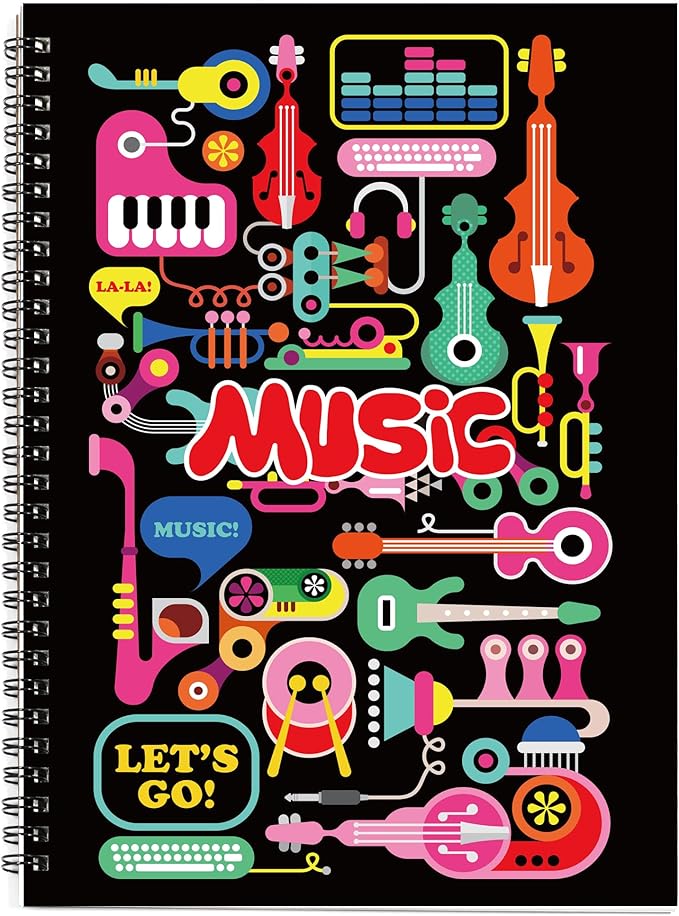 MAXCURY Blank Sheet Music Composition Manuscript Staff Paper Art Music Notebook Black 100 Pages 26x19cm (Factory)