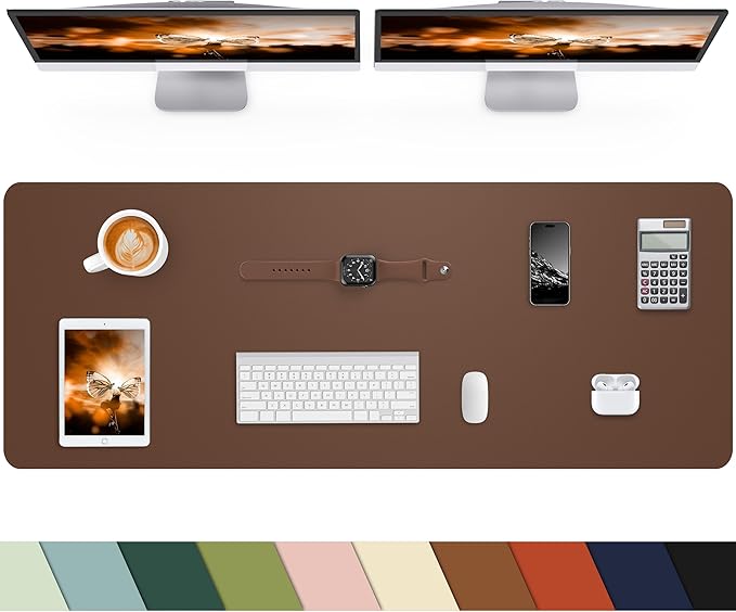 CEBOWA Desk mat Large, Leather Desk Pad Protector,Office Desk Mat,Mouse Pad, Non-Slip Desk Blotter, Laptop Desk Pad, Waterproof Desk Writing Pad for Office&Home (Brwon, 55" x 24")