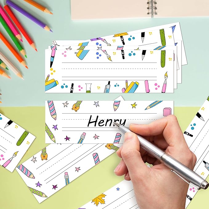 Name Tags for Classroom Cubbies, 30 Colorful Name Plates for Desks, Back to School Self Adhesive Name Tags Sticker for Teachers Elementary - A11