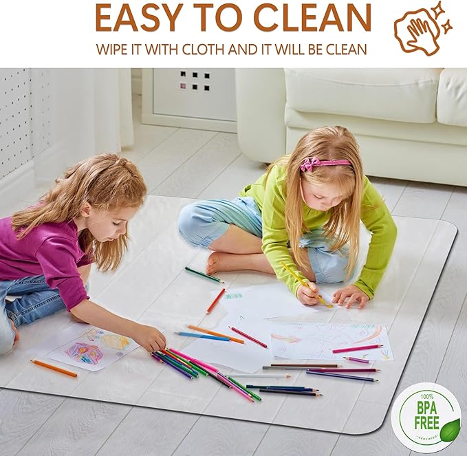 HOMEK Large Office Chair Mat for Hardwood Floor- 46" x 72" Clear Computer Desk Chair Mat for Hard Wood/Tile Floors, Easy Glide Plastic Mat for Under Office Chairs on Hardwood for Work & Home