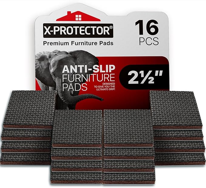 Non Slip Furniture Pads X-PROTECTOR – 16 PCS Furniture Grippers 2 1/2" - Ideal Self-Adhesive Rubber Feet for Furniture Feet – Non Skid Furniture Pads Floor Protectors – Keep Furniture in Place!