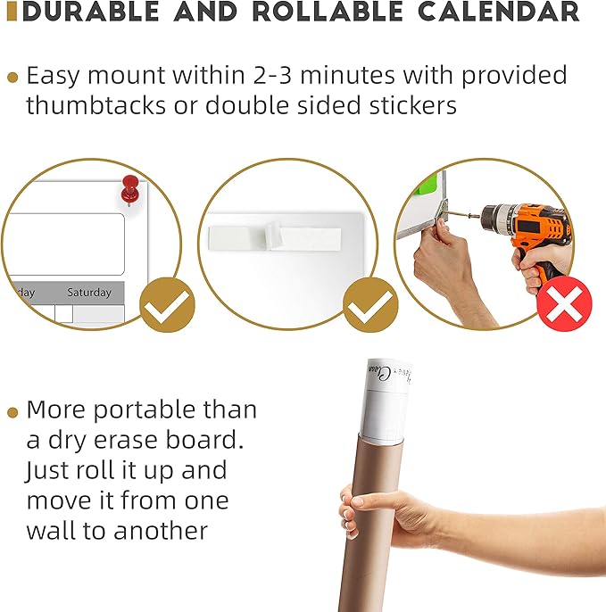 CLEVER CLEAN Large Dry Erase Wall Calendar - 36"x96" 12-month 2026 Undated Yearly Calendar for Home, Office, School Projects - Jumbo Reusable Laminated Task Organizer