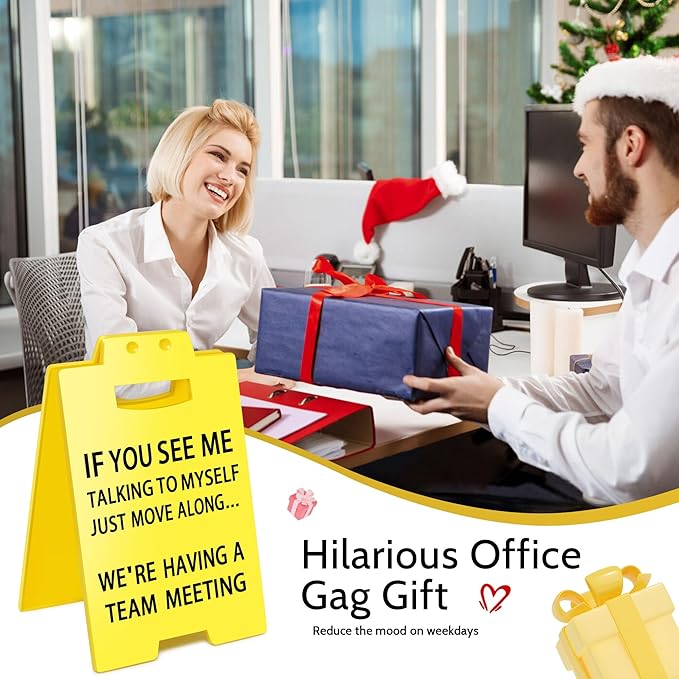 Smilelife Funny Office Cubicle Decor We're Having A Team Meeting Desk Sign Team Office Gag Gifts for Coworker Teammate Employee Boss Manager