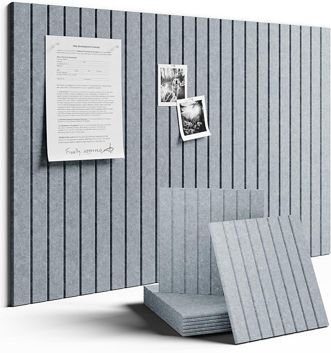 Large Felt Bulletin Board 36"x24" Cork Board Alternative - 6 Pack with 40 Safe Removable Adhesive Tabs, Cork Boards for Walls Cork Board for Home Office Classroom Pin Board-Blue Gray