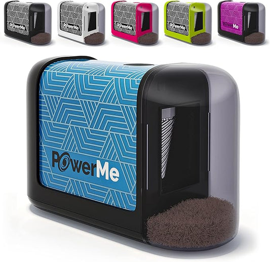 POWERME Battery-Operated Electric Pencil Sharpener for Kids, School, Home, Office - for No. 2 Pencils and Colored Pencils