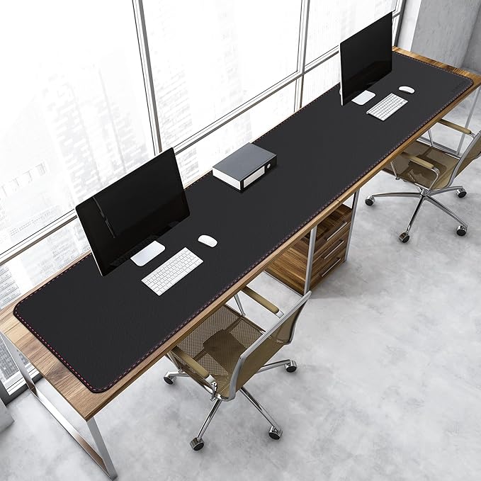 ZORESYN Desk Pad 74.8x19.7inch, Large Mouse pad Desk Mat, Waterproof PU Leather Desk Blotter Protector Desk Accessories with Non Slip Base for Home Office (Black)
