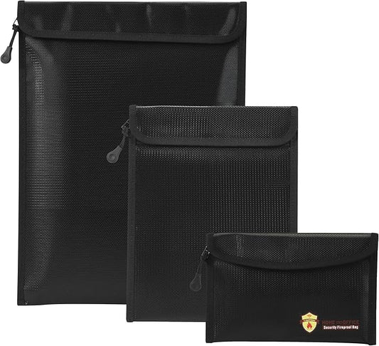 3 Pcs Fireproof Waterproof Document Bag(2000℉), Fire and Water Resistant Safe Zipper Storage Organizer Pouch for A4 A5 Documents Holder, Cash, Passport, Tablet, Laptop, File, Jewelry