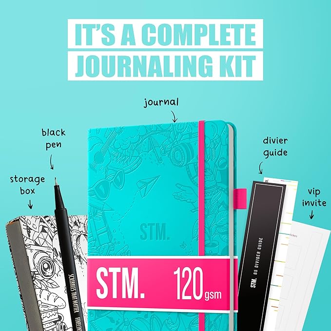 Bullet Dotted Journal Dot Grid Notebook | A5 Daily Journaling Notebooks for Personal Writing, Work, Women | 120gsm Thick Paper, Hard cover, Lay Flat Binding | 5x7 Journals Cuaderno Libretas de apuntes