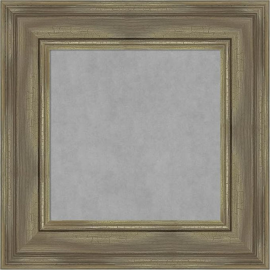 Amanti Art Grey Framed Magnetic Board 18x18 X-Small Vision Board for use with Magnets, 100% Metal Sheet to Display Items as Office Decor or for Home Organization in mudroom, Kitchen or Kids Room