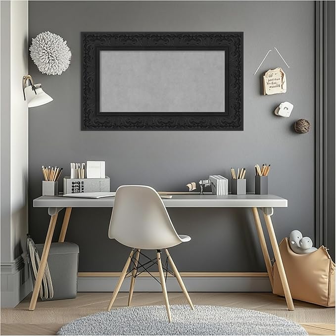 Amanti Art Black Framed Magnetic Board 19x31 Small Vision Board for use with Magnets, 100% Metal Sheet to Display Items as Office Decor or for Home Organization in mudroom, Kitchen or Kids Room