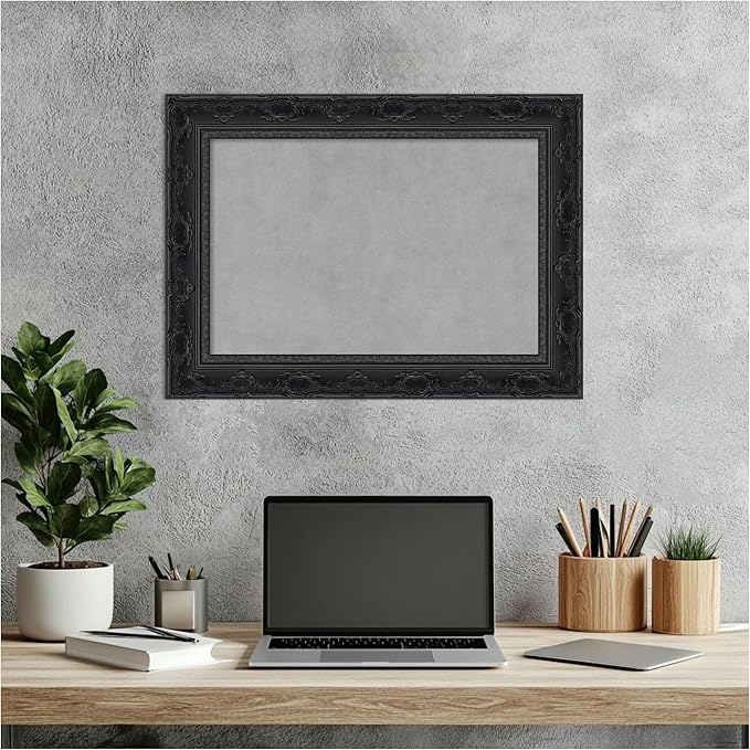 Amanti Art Black Framed Magnetic Board 16x22 Small Vision Board for use with Magnets, 100% Metal Sheet to Display Items as Office Decor or for Home Organization in mudroom, Kitchen or Kids Room